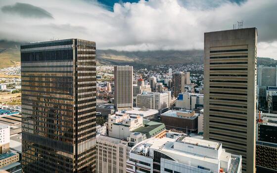 aerial-view-of-cape-town-south-africa-cityscape-with-table-mountain-in-background-photo